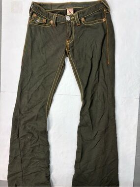 True Religion Olive jeans with Yellow Stitching JOEY BIG T 30 x 31